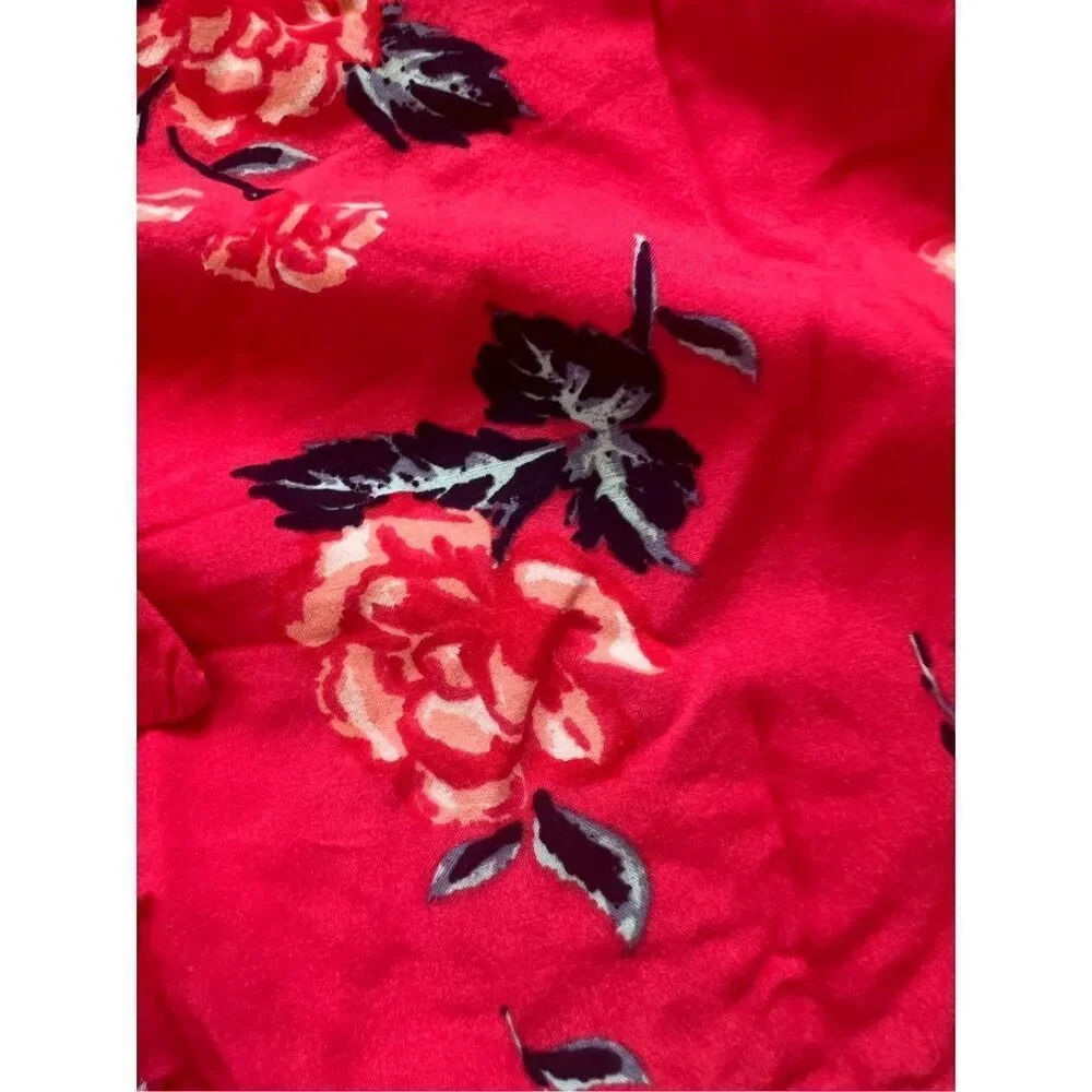 Justice Red Pink Floral Rose Shorts w Attached Belt Size 14 / 16